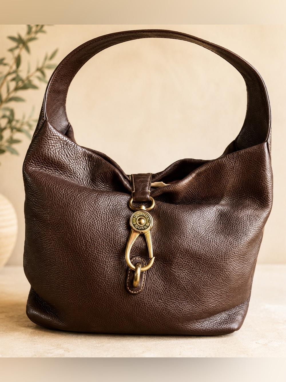 DOONEY & BOURKE Florentine Logo Lock Leather Hobo Bag and Wallet Limited Edition